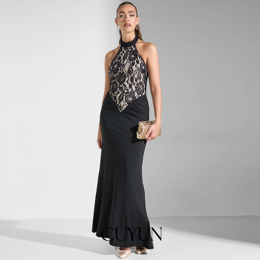 Women'S Formal Dinner Wear - CUYUN Maßgeschneiderte schwarze sexy Spitze Abendkleider