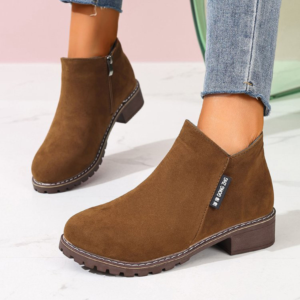 Formal Wear Women Us - Damen Herbst Winter Stiefeletten mit Seitenreißverschluss