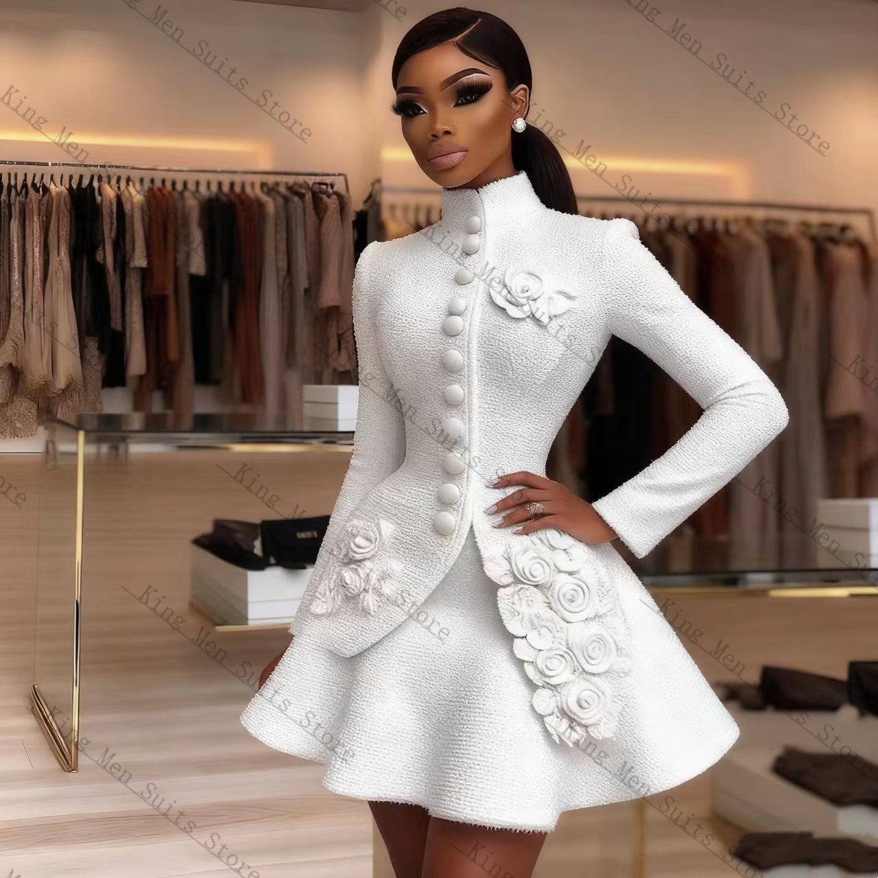 Women Luxury Formal Wear - Luxuriöses weißes Damen-Anzug-Set, 2-teilig, Blazer +