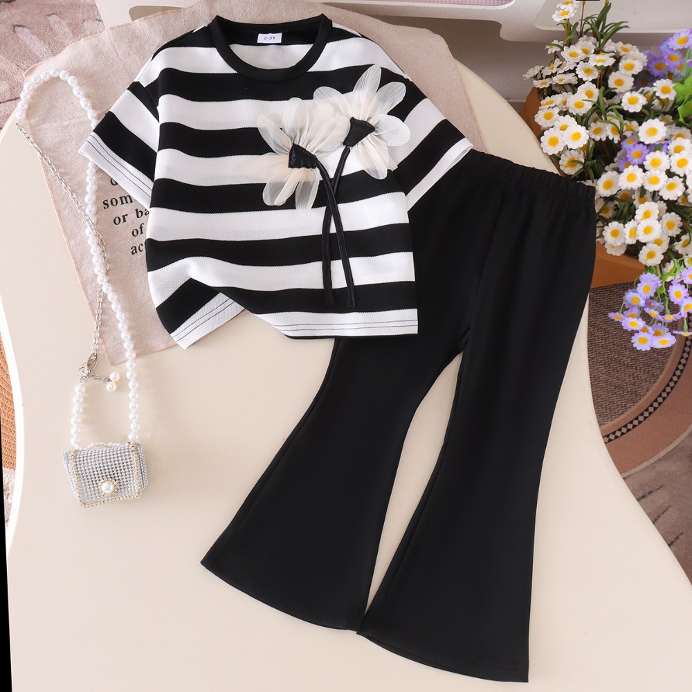 Monochrome Suit Set - Neu eingetroffen: Kinder-Set mit einfarbigem Streifen-T-Shirt