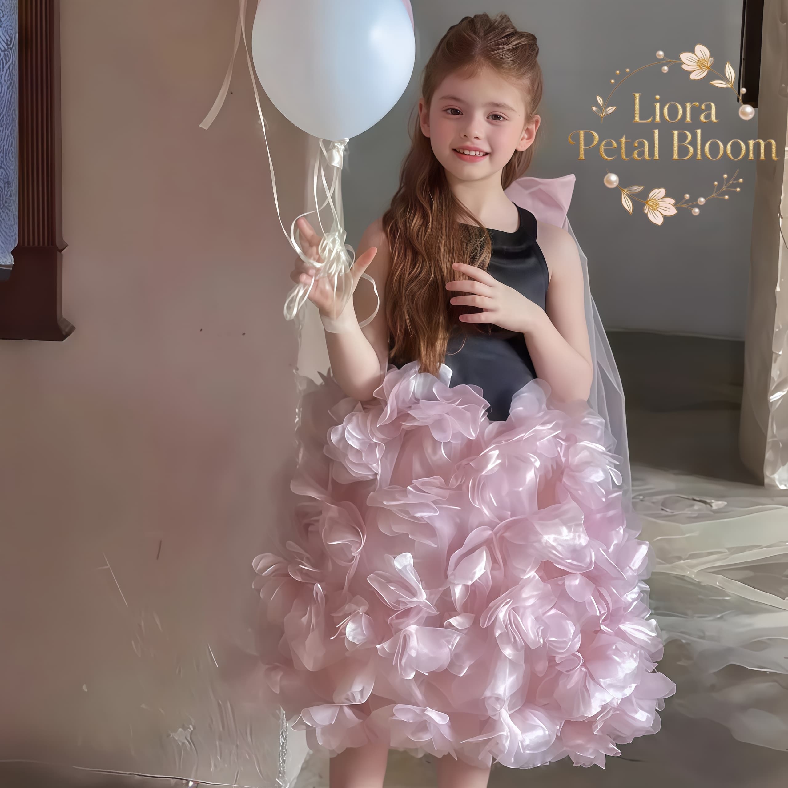Formal Wear Women Us - Schwarzes Blumen-Tüllkleid für Mädchen, formelle Kleidung