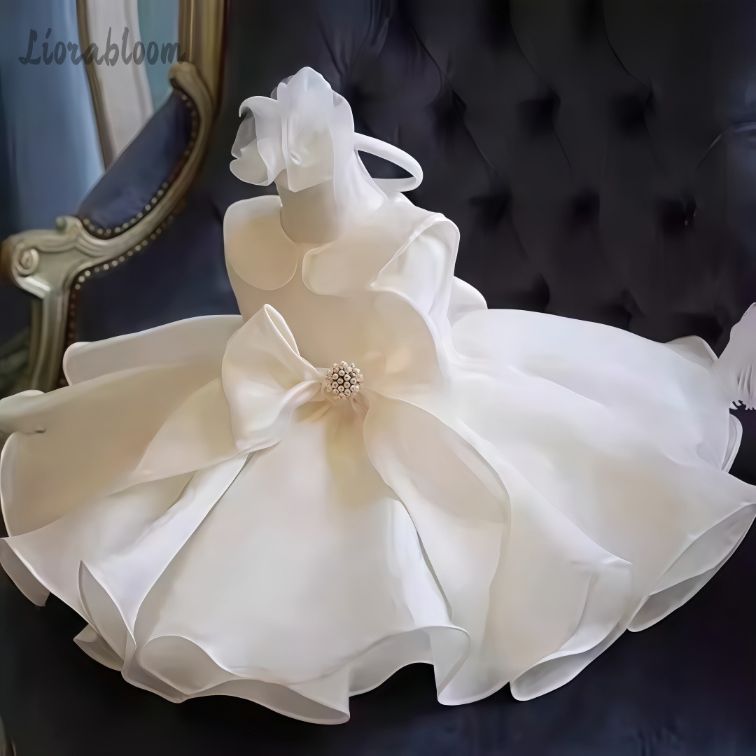 Formal Wear Women Us - Weißes Perlen-Verziertes Kleid Hochzeits-Blumenmädchenkleid Weißes Blumenmädchen-Outfit