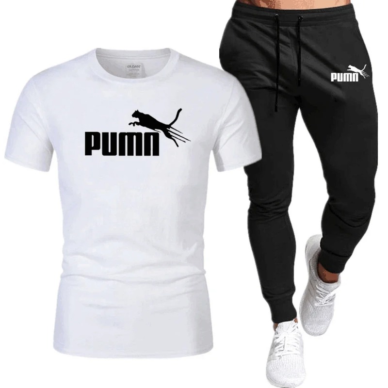 Monochrome Suit Set - Herren-Set aus kurzärmeligem Lauf-T-Shirt und Hose,