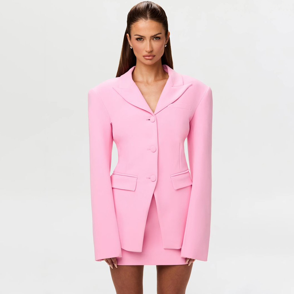 Women'S Formal Wear Pants Suit - Lebhaft Rosa Damen 2-Teiliges Anzug-Set Spitzrevers