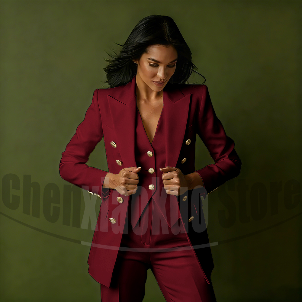 Zweireihiges dreiteiliges Anzu – Women'S Formal Wear Pants Suit Bewertung und Preis