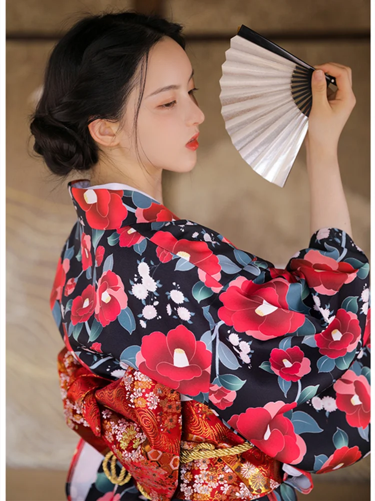 Langes Kleid mit Blumendruck f – Japanese Women Formal Wear Bewertung und Preis